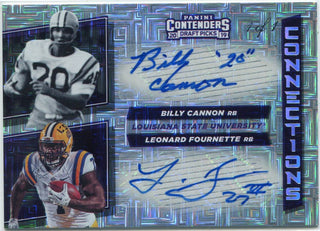 Billy Cannon/Leonard Fournette 2019 Panini Contenders Draft Picks Connections Dual Autographed MOJO Parallel Card #18 1/1