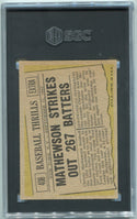 Mathewson Strikes Out 267 Batters 1961 Topps Card #408 SGC Graded 5.5