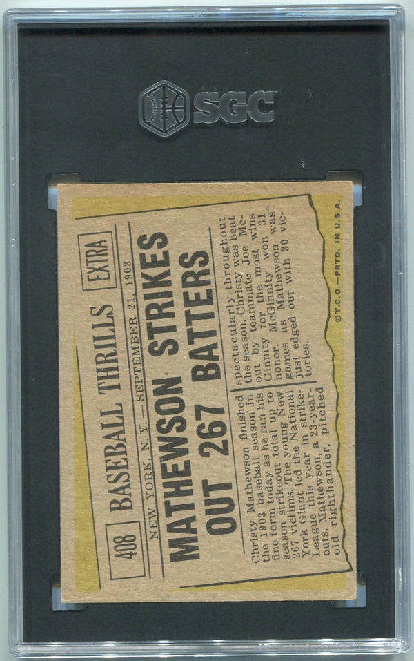 Mathewson Strikes Out 267 Batters 1961 Topps Card #408 SGC Graded 5.5