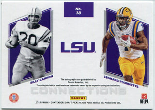 Billy Cannon/Leonard Fournette 2019 Panini Contenders Draft Picks Connections Dual Autographed MOJO Parallel Card #18 1/1