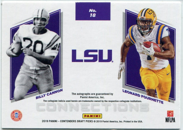 Billy Cannon/Leonard Fournette 2019 Panini Contenders Draft Picks Connections Dual Autographed MOJO Parallel Card #18 1/1