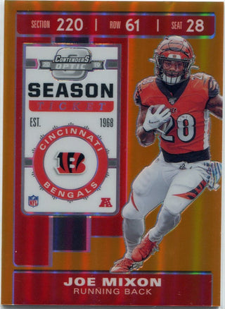 Joe Mixon 2019 Panini Contenders Optic Season Ticket Orange Prizm Card #23 3/50