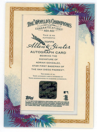 Adrian Gonzalez 2007 Topps Allen & Ginter's Autographed Card #AGA-AG2
