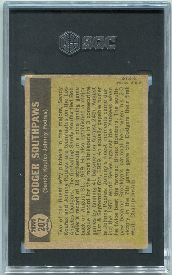 Dodger Southpaws 1961 Topps Card #207 SGC Graded 3