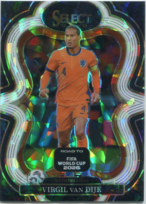 Virgil Van Dijk 2025 - 2026 Panini Select Road To FIFA World Cup Black And White Cracked Ice Card #189 183/380