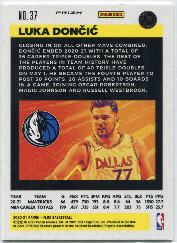 Luka Doncic 2020 - 2021 Panini Flux Cracked Ice Prizm Card #37