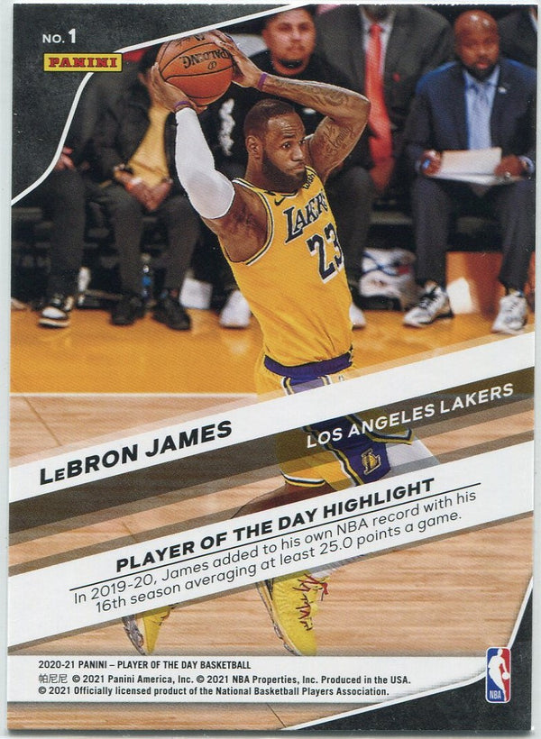 LeBron James 2020 - 2021 Panini Player Of The Day Foil Card #1
