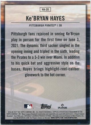 Ke'Bryan Hayes 2022 Topps Home Field Advantage Card #HA-20