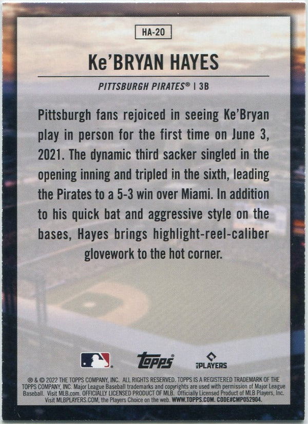 Ke'Bryan Hayes 2022 Topps Home Field Advantage Card #HA-20