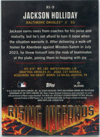 Jackson Holliday 2024 Bowman Chrome Rising Infernos Card #RI-9