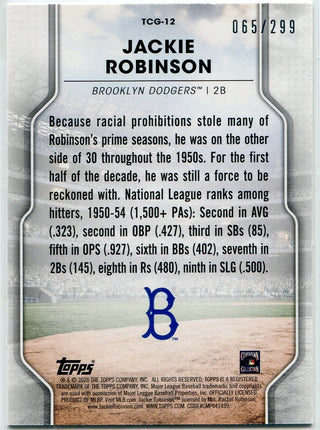 Jackie Robinson 2020 Topps Of The Class Greats Rainbow Foil Card #TCG-12 65/299