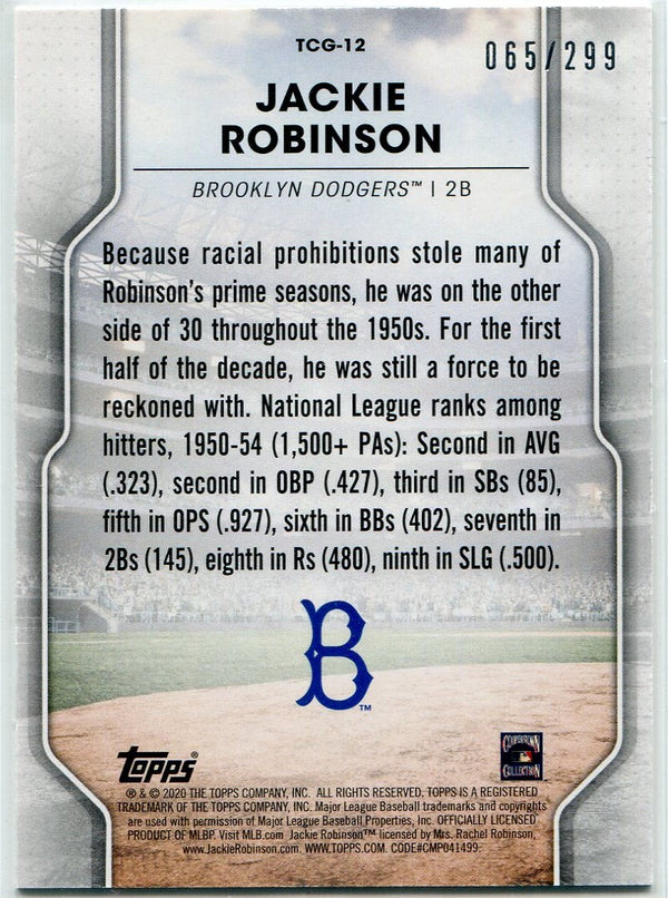 Jackie Robinson 2020 Topps Of The Class Greats Rainbow Foil Card #TCG-12 65/299