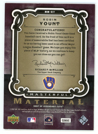 Robin Yount 2007 Upper Deck Masterful Materials Patch Relic #MM-RY