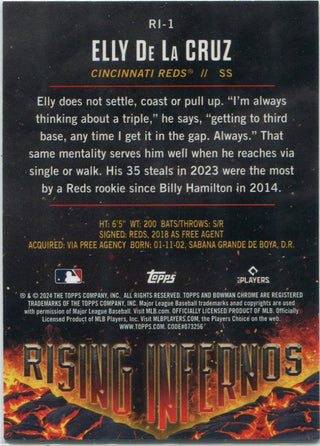 Elly De La Cruz 2024 Bowman Chrome Rising Infernos Card #RI-1
