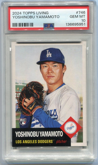 Yoshinobu Yamamoto 2024 Topps Living RC #746 PSA Graded 10