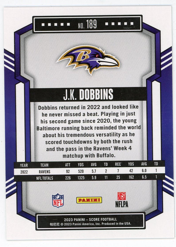 JK Dobbins 2023 Panini Score #189