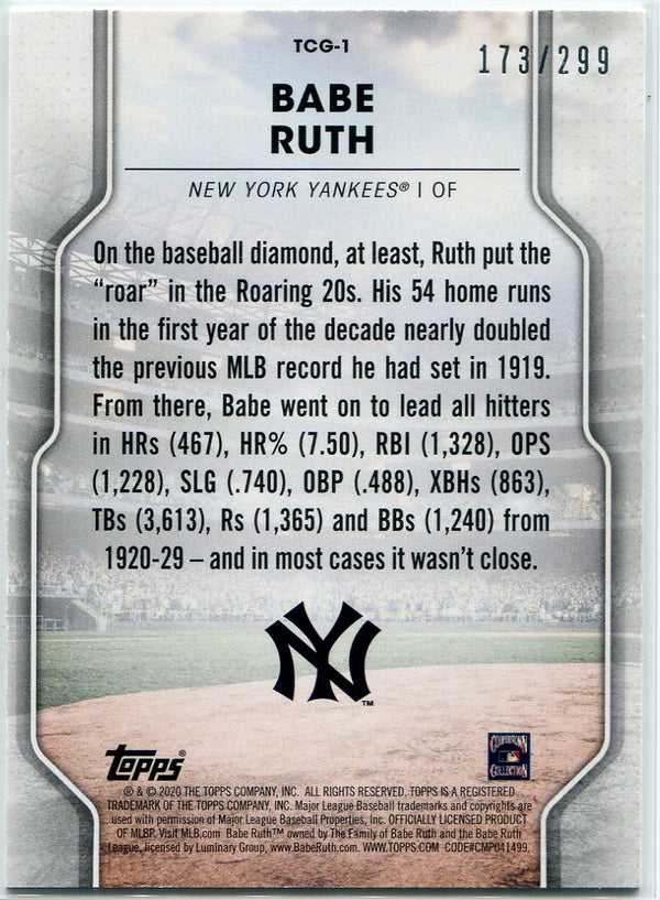 Babe Ruth 2020 Topps Of The Class Greats Rainbow Foil Card #TCG-1 173/299