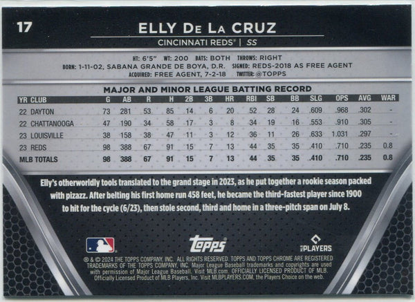 Elly De La Cruz 2024 Topps Chrome Black RC #17
