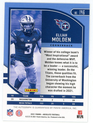 Elijah Molden 2021 Autographed Panini Absolute #146