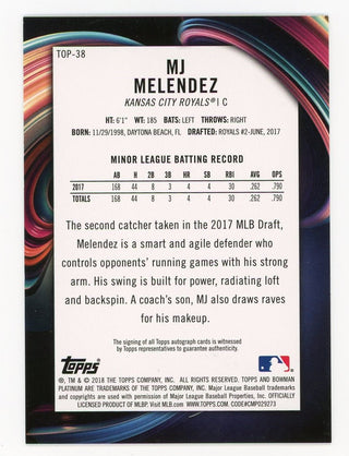 Mj Melendez 2018 Topps Autograph Issue #TOP-38 Card