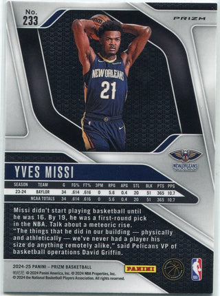 Yves Missi 2024 - 2025 Panini Prizm Silver Prizm RC #233