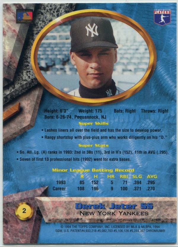 Derek Jeter 1994 Bowman's Best Blue Chip Card #2