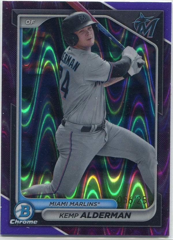 Kemp Alderman 2024 Bowman Chrome Prospects Purple Raywave Refractor RC #BCP-82 56/250