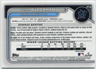 Kemp Alderman 2024 Bowman Chrome Prospects Purple Raywave Refractor RC #BCP-82 56/250