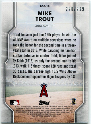 Mike Trout 2020 Topps Of The Class Greats Rainbow Foil Card #TCG-18 220/299