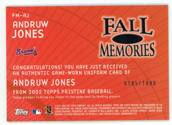 Andruw Jones player worn jersey patch baseball card (Atlanta