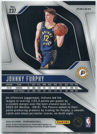 Johnny Furphy 2024 - 2025 Panini Prizm Silver Prizm RC #237