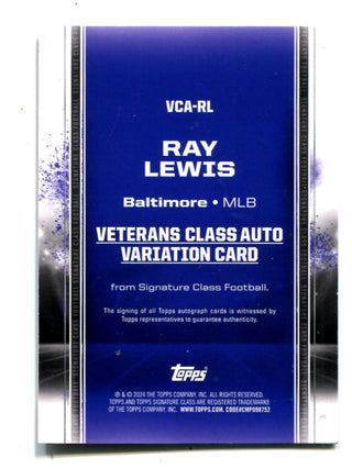 Ray Lewis 2024 Topps Veterans Class Auto Variation Card #VCARL /50