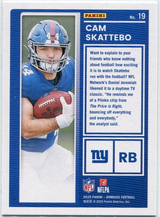 Cam Skattebo 2025 Panini Donruss The Rookies RC #19