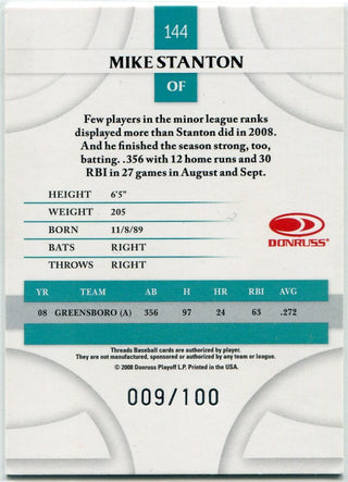 Mike Stanton 2008 Donruss Threads Silver Century Proof Parallel RC #144 9/100