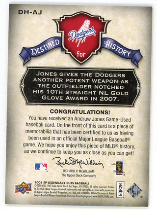 Andruw Jones 2008 Upper Deck Destined For History Patch Relic #DH-AJ