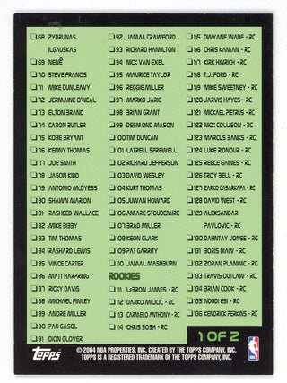 2003-04 Topps Rookie Matrix Basketball Checklist Card 1 of 2