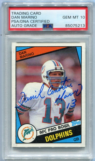 Daniel Constantine Marino Jr. 1984 Topps Autographed Card #123 PSA GEM MT 10