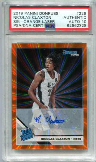 Nicolas Claxton 2019 Panini Donruss Orange Laser #229 PSA Auto Auth Auto 10