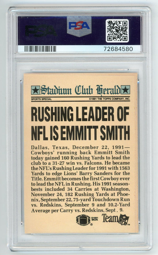 Emmitt Smith 1991 Stadium Club Members Only PSA MT 10