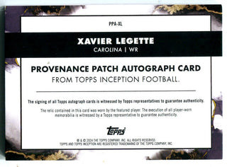 Xavier Legette 2024 Topps Inception #PPAXL Auto Patch /50 Card