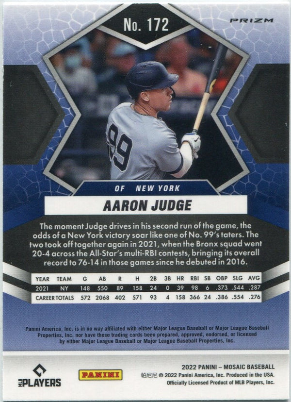 Aaron Judge 2022 Panini Mosaic Silver Mosaic Prizm Card #172