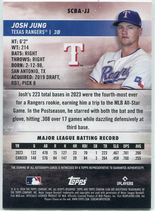 Josh Jung Autographed 2024 Topps Stadium Club Card #SCBA-JJ
