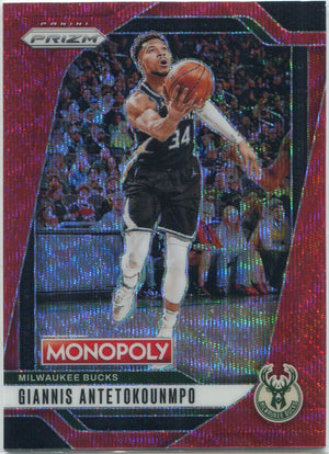 Giannis Antetokounmpo 2024 - 2025 Panini Prizm Monopoly Red Wave Prizm Card #7