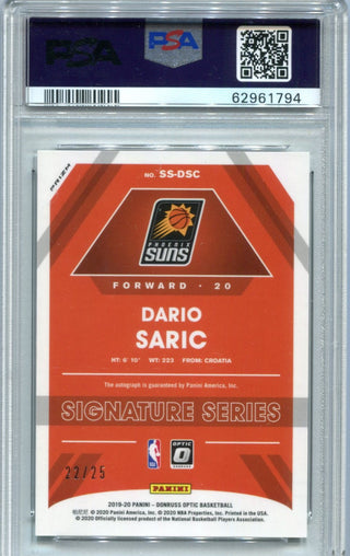 Dario Saric 2019 Panini Optic Signature Series  #DSC PSA 10 AUTO 10 Card /25