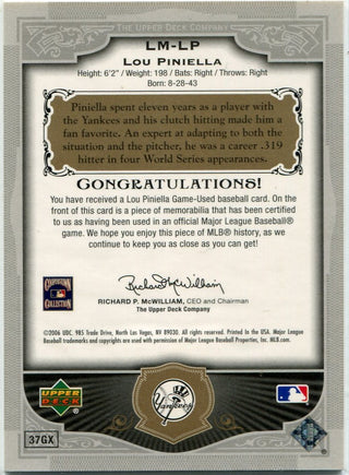 Lou Piniella 2006 Upper Deck SP Legendary Cuts Legendary Materials Jersey Card #LM-LP 57/225