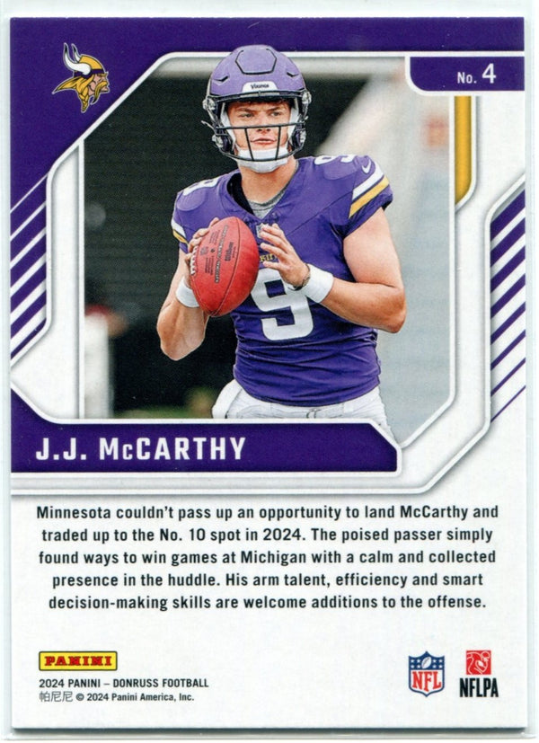 JJ McCarthy 2024 Panini Donruss Elite Series RC #4