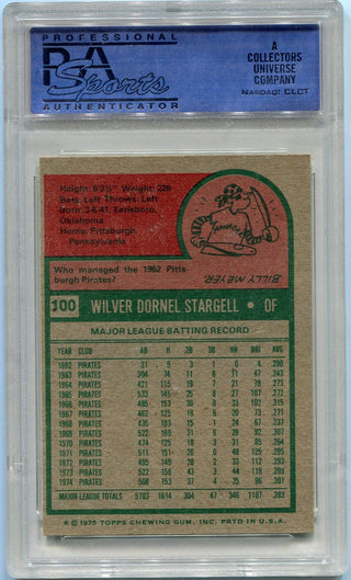 Willie Stargell 1975 Topps Card #100 PSA Graded 8