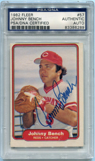 Johnny Bench 1982 Fleer Autographed Card #57 PSA/DNA Certified