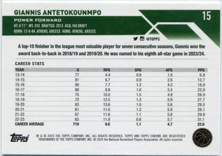 Giannis Antetokounmpo 2023 - 2024 Topps Chrome Pink Refractor Card #15