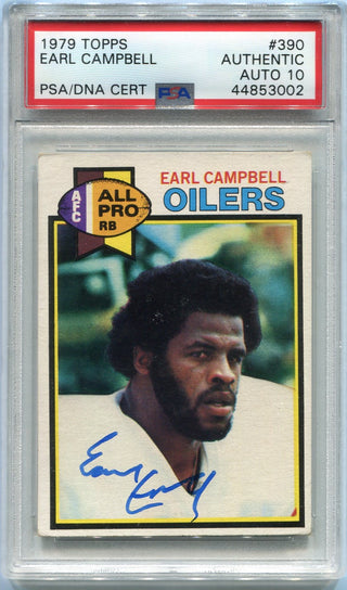 Earl Campbell 1979 Topps Autographed Card #390 PSA/DNA Certified AUTO 10